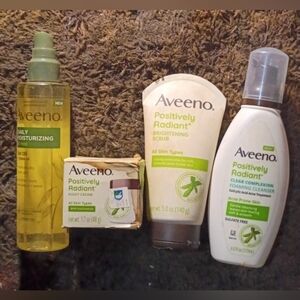 (4) BNIB AVEENO POSITELY RADIANT SKIN SET w/ Oat Oil Mist